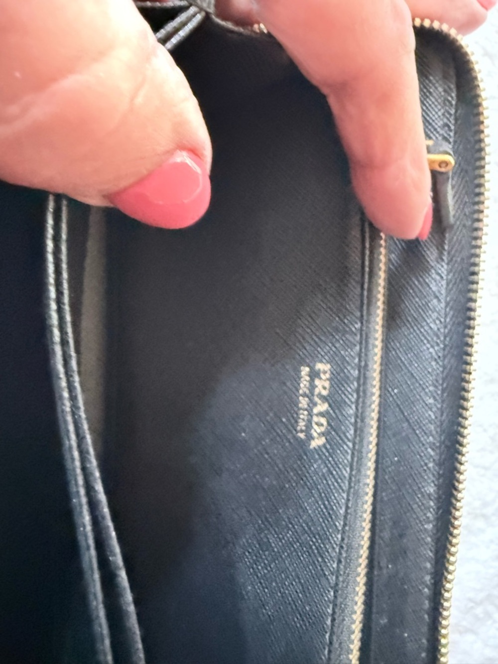 Prada Black Saffiano Leather Wallet with Gold Triangle Logo - Picture 8 of 11